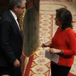 Soraya Sáenz de Santamaría y Francesc Homs, ayer en el Congreso