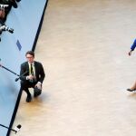 La primera ministra Theresa May a su llegada a Bruselas, hoy