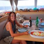 Ángela Portero, durante la comida en alta mar