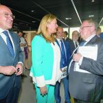 Jesús Julio Carnero, José Luis Bonet, Pilar del Olmo y Óscar Puente, momentos antes de arrancar el curso económico de Castilla y León.