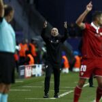 El entrenador del Sevilla, el argentino Jorge Sampaoli, durante el partido frente al Real Madrid de la final de la Supercopa