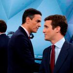 Albert Rivera, Pedro Sánchez y Pablo Casado en el debate de Atresmedia