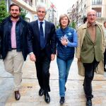 El número 2 del PP por Madrid, Adolfo Suárez Illana, visita Valladolid acompañado por la candidata Isabel García Tejerina; el presidente provincial del Partido Popular, Jesús Julio Carnero, José Ángel Alonso y Miguel Ángel Cortes