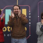 Pablo Iglesias, ayer momentos antes de iniciar su intervención en la Universidad de Otoño de Podemos