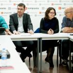 Ribó, Morera, Oltra y Álvaro durante una reunión de Compromís