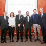 Presentación en Sevilla con Javier García, Julia Casanova, José María Paagman, Antonio García, Carlos Martín y Agustín Bravo, en la sede de Helvetia Seguros