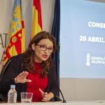 La vicepresidenta y portavoz del Consell, Mónica Oltra, compareció tras la reunión semanal del Gobierno valenciano a la que no pudieron acudir tres de sus miembros, entre ellos, el presidente Puig