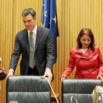 Sánchez, ayer en el Congreso se reunió con diputados y senadores de su partido para explicarles los detalles de la moción que presentará mañana en la Cámara Baja