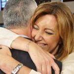 Susana Díaz, y José Antonio Griñán, durante la reunión del Comité Director del partido celebrada esta tarde en Sevilla.