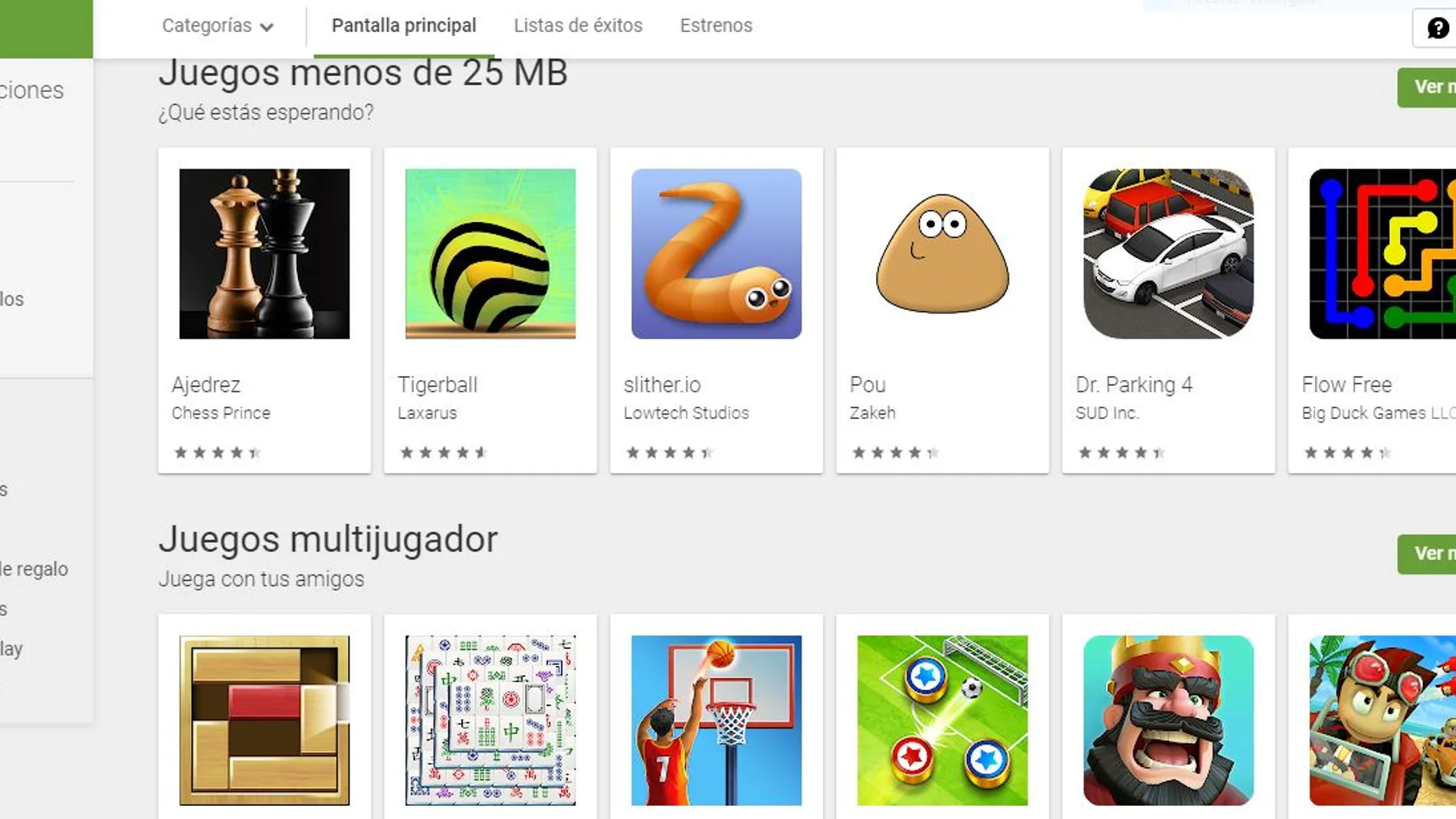 La Play Store de Google, con algunas de las apps que ofrece al usuario