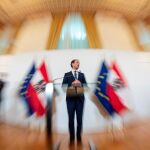 El canciller Sebastian Kurz en la rueda de prensa de hoy/Efe