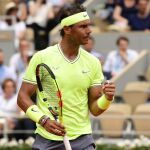 Nadal celebra un punto que ganó a Nishikori en cuartos