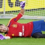 Casillas, en un entrenamiento con la Selección española en Las Rozas