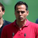 Albert Rivera y el candidato de Ciudadanos a la Comunidad de Madrid, Ignacio Aguado, en el Madrid Club de Fútbol Femenino en San Sebastián de los Reyes
