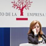 La vicepresidenta del Gobierno, Soraya Sáenz de Santamaría, ayer, en la clausura del XVI Congreso de la Empresa Familiar