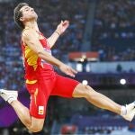 Eusebio Cáceres, en el salto en el que logró su mejor marca personal, 8,37