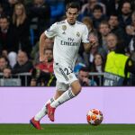 Reguilón, en un partido del Real Madrid