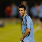 Gerard Piqué, en el entrenamiento de ayer en Fortaleza