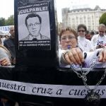 Un momento de la manifestación de la Marea Blanca de hoy