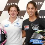 Ana Carrasco y María Herrera, ayer en el circuito de Motorland