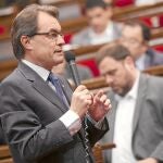 Artur Mas y Oriol Junqueras firmaron convocar la consulta soberanista el próximo año si no hay condicionantes políticos, sociales o económicos que obliguen a aplazarla