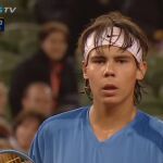 Rafa Nadal, en su partido con Carlos Moyá