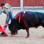 Escribano en plena faena con el tercer toro, "Carasucia". Foto: Luis Díaz
