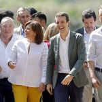 Pablo Casado, en el centro, junto a la presidenta del PPCV, Isabel Bonig y a la derecha con el portavoz del PP en el Parlamento Europeo, Esteban González Pons, César Sánchez, José Císcar y Javier Maroto, entre otros
