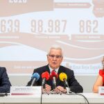 El presidente de Cruz Roja en Castilla y León, José Varela, presenta la Memoria de 2018 de la oenegé junto a Carlos Santos y Eva Fernández
