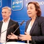 Ana María Corredera, ayer, en la sede de su partido antes de la reunión en la Cámara