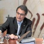 Artur Mas, ayer, durante la reunión semanal del gobierno catalán