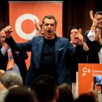 Toni Cantó anoche celebrando los resultados electorales de Ciudadanos