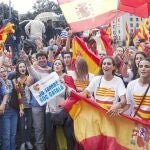 Ambiente festivo en la manifestación del año pasado en la plaza Cataluña