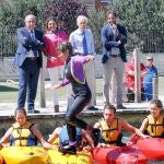 La consejera de Familia, MIlagros Marcos, visita el Centro de Prevención de Riesgos en tiempo libre de Palencia, junto a José María Hernández, Luis Domingo González, Alfonso Polanco y César Burón