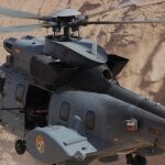 Helicóptero Súper Puma HD.21 en aproximación para una aeroevacuación médica (MEDEVAC)