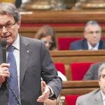 Mas, ayer durante la sesión de control celebrada en el Parlamento de Cataluña