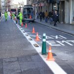 El Ayuntamiento de Valencia finalizó ayer las obras del carril bus segregado en la calle Ángel Guimerá
