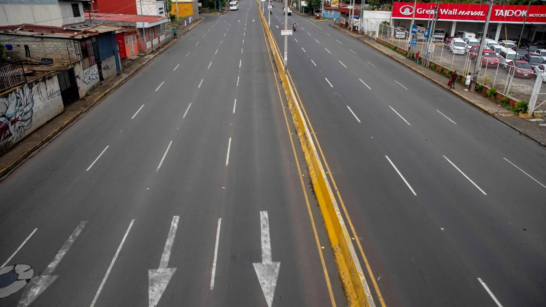 Vista de la llamada "Pista Solidaridad", durante el paro nacional convocado por la Alianza Cívica por la Justicia y Democracia en Nicaragua