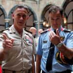 El teniente general Fernando Aznar Ladrón de Guevara (i), inspector general del Ejército, preside los actos de celebración del Día de la Inspección General, este viernes en el Palacio de la Capitanía General de Barcelona