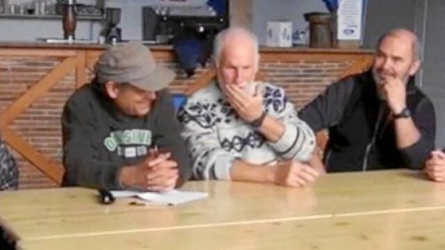 De izqda. a dcha. Joseba Agirrebarrena, Jesús Bidaola «Txirrita», Manu Azkárate Ramos, Pello Goñi Lizarza, Koldo Saralegi Cornago, Jokin Aranalde y Mikel Atxega Malkorra