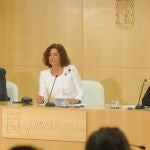 Los delegados de Seguridad y Emergencias, Enrique Núñez, y de Medio Ambiente y Movilidad, Diego Sanjuanbenito, han acompañado a Ana Botella durane la presentación del mapa del ruido 2013.