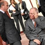 De Guindos, con Schäuble, ayer, en Bruselas