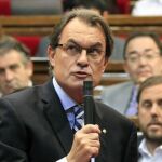 El presidente de la Generalitat, Artur Mas, durante una sesión del control del Parlament