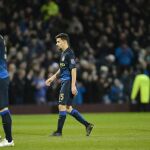 Los jugadores del Manchester City, Stevan Jovetic, Jesús Navas y Pablo Zabaleta