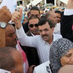 El secretario general del partido islamista Ennahda Ali Larayedh durante un acto electoral en Túnez.