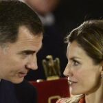 Los Reyes, en un acto celebrado ayer en el Monasterio de Leyre.