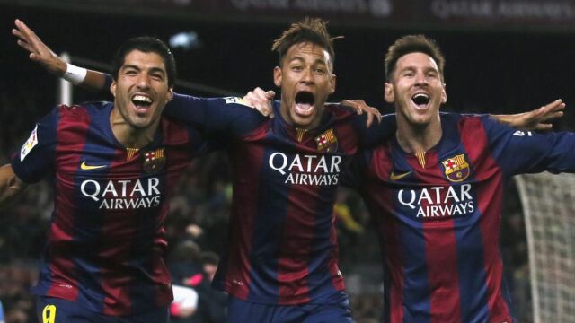 Luis Suárez, Neymar y Leo Messi, durante su etapa en el Barcelona.