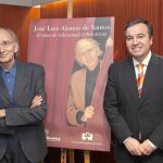 El presidente de la Diputación de Valladolid, Jesús Julio Carnero, junto a José Luis Alonso de Santos, José Ramón Alonso y Antonio Piedra, en la inauguración de la exposición