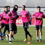 Los suplentes en el Calderón se entrenaron ayer en Valdebebas