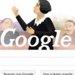Clara Campoamor da un discurso en el doodle de Google
